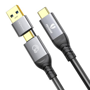 【送料無料】GiGimundo USB 3.2 Gen 2x2 ケーブル 2-in-1 USB-A/C to USB-C【40GbpS高速データ転送 100W急速充電 4K@60Hz映像出力 PD対応 】Thunderbolt 3/MacBook/iPad Pro/Switch等Type-C機種対応 超高耐久(0.5M)