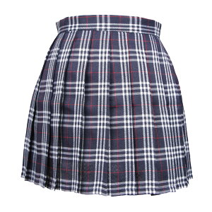 【送料無料】Blostirno プリーツスカート チェック柄 ミニ スクールスカート ハイウェスト ひざ丈 制服 女子高校生 ブルー(JP0061BL-XL)