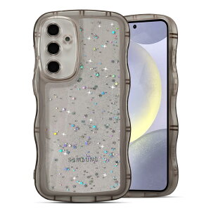 【送料無料】QLTYPRI Galaxy S24 ケース クリア TPU カバー ウェーブ おしゃれ 韓国 可愛い ウェーブ グリッター 透明 薄型 軽量 耐衝撃 滑り止め (SC-51E / SCG25) スマホケース ワイヤレス充電対応 ス
