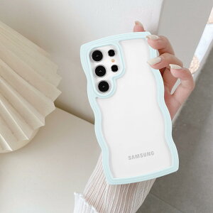 【送料無料】QLTYPRI Galaxy S24 Ultra ケースクリア SC-52E / SCG26 TPU バンパー ウェーブ おしゃれ 韓国 可愛い ケース 透明 薄型 軽量 耐衝撃 スマホケース ワイヤレス充電対応 ストラップホール付き