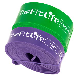 【送料無料】TheFitLife トレーニングチューブ 筋トレチューブ 懸垂チューブ (紫/緑)
