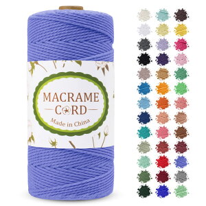 【送料無料】LEREATI マクラメロープ 2mm x 200m マクラメ糸 綿ロープ yarn コットン綿糸 ひもめん 紐 DIY 手編みロープ, 壁掛け, 鉢植え装飾, 編み物, 工芸品 (ヘイズブルー)