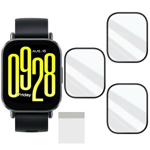【送料無料】JCJCLY【3枚セット】対応 Redmi Watch 5 Active 保護フィルム PET複合材 炭素繊維素材製 3D曲面カバー「硬度9H 耐衝撃 衝撃吸収 高透過率 高感度 ラウンドエッジ加工 指紋防止 貼り付け簡