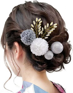【送料無料】【JZOON 髪飾り】24色展開 浴衣 髪飾り ヘアアクセサリー ピンポンマム ヘアメイク ドライフラワー 成人式 和装 着物 振袖 袴 浴衣 夏祭り造花 花飾り 花火大会 卒業式 七五三 結