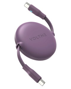 【送料無料】USB Type C ケーブル VOLTME 巻取り式 USB-C to USB-C 100W 5A PD3.0 急速充電 タイプc ケーブル 両引きタイプ データ転送 480Mbps 絡まない 軽量 コンパクト LEDライト付き iPhone 15、MacBook Pro、Mate