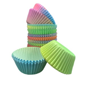 【送料無料】Vivi Bakie マフィンカップ 4色100枚セット おかずカップ ベーキングカップ 紙製 使い捨て ペーパーカップ カップケーキ 耐油紙 お弁当 製菓 紙カップ (ランダム-クラーデション)