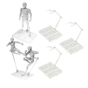 【送料無料】LUCKYBEE プラモデル スタンド フィギュア 台座 1/144 スケール ポリカーボネート製 180度可動 ディスプレイスタンド 模型 人形 立て 飾る (透明-5個セット)