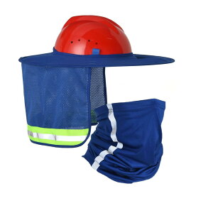 【送料無料】DUOLEIMI 安全ヘルメット用 日除け ヘルメット用タレ フェイスカバー ネックガード ヘルメット取付用 日除けカバー サンシェード サンバイザー uvカット 熱中症対策 屋外作業 (青)