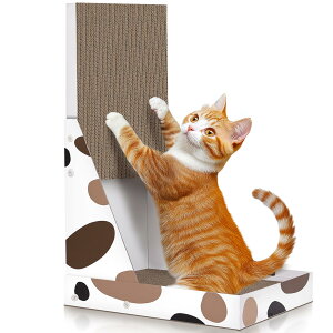 【送料無料】ComSaf 猫爪研ぎ 縦型 段ボール L字型 大型つめとぎ 猫 壁 箱付き 組み立て簡単 40*30*64cm 三花柄