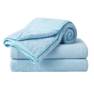 【送料無料】Oseamaidマイクロファイバー バスタオル 大判 3枚セット 吸水速乾 ふわふわ 肌触り 抗菌防臭約60×120cm (ブルー)