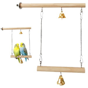 【送料無料】PAVIKE 鳥 止まり木スタント 天然木 ブランコ木製 止まり木ステージ 爪研ぎ 鈴つき インコ止まり木 インコおもちゃ 鳥スタンドインコ 鳥用止まり木 鳥休み場所 遊び道具 鳥用ス