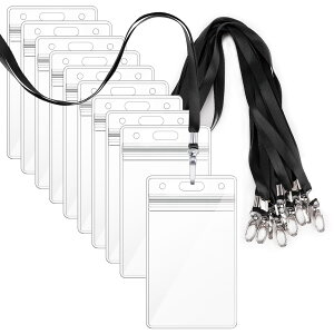 【送料無料】【idカードホルダー】Segarty ネームホルダー 名札 10枚入れ 縦型 黒い 吊り下げ名札 社員証 透明色名札ケース カードホルダー 首掛け 両面用 ネックストラップ カード 通学通勤