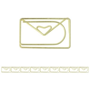 【送料無料】CAPASTEC ペーパークリップ メモクリップ 可愛い ブックマーク 書類整理/招待状/付箋/手紙/メモ帳用 文房具 オフィス 装飾 色が豊富 スタイルが多様 10本入り ゴールド 封筒