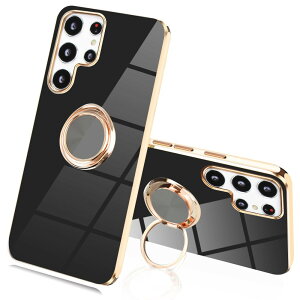 【送料無料】JOOBOY Galaxy s24 Ultra 用 ケース ギャラクシー s24Ultra 用 ケース リング付き メッキ加工 レンズ保護 tpu ソフト ストラップホール付き 耐衝撃 スリム おしゃれ スマホケース 携帯カバ
