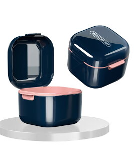 【送料無料】youfo 入れ歯ケース いればケース マウスピース リテーナーケース おしゃれ 部分入れ歯洗浄 抗菌 耐熱100度(ネイビー)