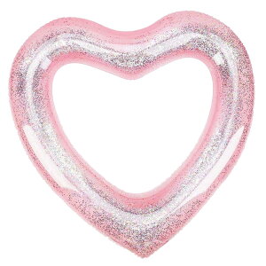 【送料無料】DFsucces 浮き輪 おしゃれ うきわ 大人用 子供用浮輪 可愛い ハート型 フロート 空気入れ キラキラ 水遊び 海外 旅行 スイミング ピンク (直径70cm)