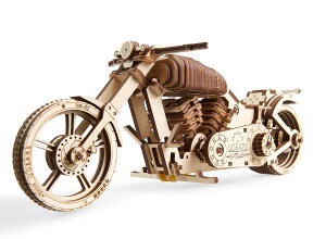 【送料無料】Ugears バイク 70051 木製パズル 工作 模型 接着剤工具不要 大人向け 男性 乗り物