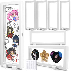 【送料無料】COZENRE ラバーストラップ アクリルキーホルダー 収納 ディスプレイスタンド-7個セット 缶バッジ 展示 耐久性 おしゃれ ディスプレイケース 取り外せる台座 アクリルキーホルダ