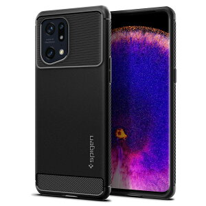 【送料無料】Spigen OPPO Find X5 Pro ケース TPU ソフトケース 米軍MIL規格取得 耐衝撃 衝撃吸収 傷防止 カメラ保護 Qi充電 ワイヤレス充電 ラギッド・アーマー ACS04451 (マット・ブラック)