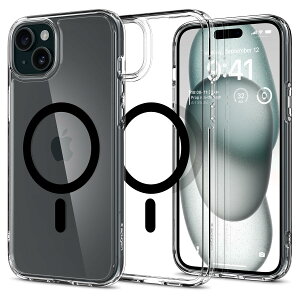 【送料無料】Spigen 【創業18年の技術力】 iPhone 15 Plus ケース クリア MagSafe対応 米軍MIL規格 ウルトラ・ハイブリッド・マグフィット ACS06661 (ブラック)