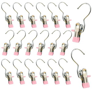 【送料無料】NOELAMOUR モノクリップ 20個セット 洗濯バサミ ハンガー ステンレス 洗濯クリップ 洗濯ばさみ (ベビーピンク)
