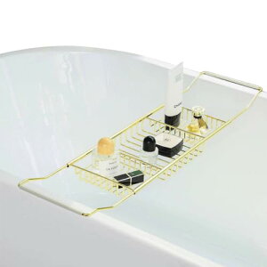 【送料無料】Asdays バスタブラック バスタブトレー お風呂テーブル 浴室収納ラック 伸縮式 置き台 (ゴールド)