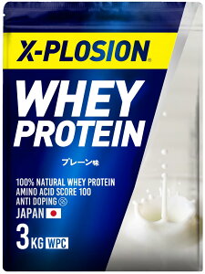 【送料無料】エクスプロージョン プロテイン 3kg ホエイプロテイン プレーン味 WPC X-PLOSION 日本製造