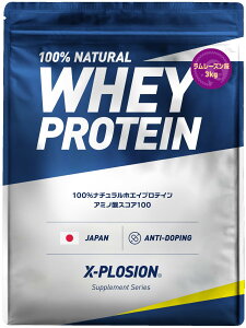 【送料無料】エクスプロージョン プロテイン 3kg ホエイプロテイン ラムレーズン味 WPC X-PLOSION 日本製造