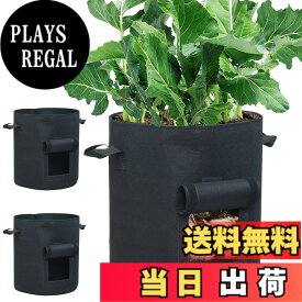 【送料無料】3個セット 10ガロン プランター 布鉢 栽培袋 窓がある 黒 フェルト 不織布ポット 植え袋 ガーデン 通気性 diy 園芸 植物育成 じゃがいも 野菜 大容量 JES&MEDIS (黒, 10ガロン_3個)