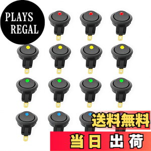 �y���������zCESFONJER 16 pcs �~�j�Ԃ̃{�[�g19mm LED�C���W�P�[�^�̃��b�J�[�X�C�b�`�A�{�^�� �~�j�ۂ� �C�b�`�A�u���[���b�h�O���[���C�G���[ DC 12V 20A 3�s���I�� - �I�t�A SPST�K���ǉ��d�q�@��