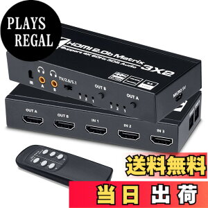 �y���������zELEVIEW HDMI �}�g���b�N�X �X�C�b�`���[ 3����2�o�� 4K60Hz HDR�Ή� �I�[�f�B�I�����@�\�t�� (���f�W�^��/3.5mm) HDCP2.3 ���z�� PS5/PS4/Switch2/Fire TV�Ή� �蓮�ؑ� �����R�� EHD-624Y