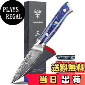 �y���������zSANMUZUO 3.5 Inch Paring Knife - Kitchen Fruit Peeling Knife Damascus Steel & Resin Handle - XUAN Series(Sapphire Blue)