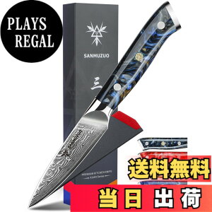 �y���������zSANMUZUO 3.5 Inch Paring Knife - Kitchen Fruit Vegetable Knife Damascus Steel & Resin Handle - XUAN Series (Starry Black)