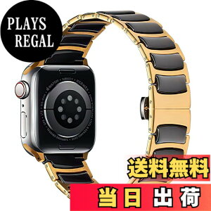 �y���������zMaKTech �Z���~�b�N�o���h�A���^�X�e�����X�ۛƃZ���~�b�N�x���g�AApple Watch 11/10/9/8/7,SE 3/2/1 [2025]�ɑΉ� (42mm/41mm/40mm,�S�[���h/�u���b�N)