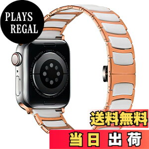 �y���������zMaKTech �Z���~�b�N�o���h�A���^�X�e�����X�ۛƃZ���~�b�N�x���g�AApple Watch 11/10/9/8/7,Ultra 3/2/1,SE 3/2/1 [2025]�ɑΉ� (46mm/45mm/44mm/49mm,���[�Y�S�[���h/�z���C�g)