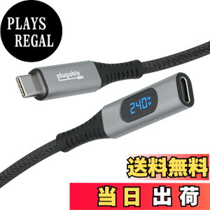 �y���������zPlugable USB-C �����P�[�u�� 1m �f�W�^���d���`�F�b�J�[ USB-C �ڑ��̃��j�^�����O���\ 240W �}���[�d�A4K 60Hz ���j�^�ڑ��A10Gbps �f�[�^�]���ɑΉ�