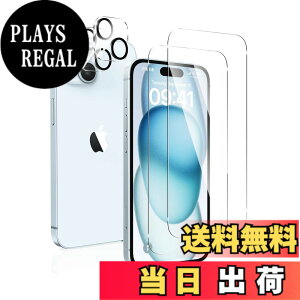 �y���������zMaxku iPhone 15 Plus�p�K���X�t�B����+�J�����t�B���� iPhone15 Plus�p �����Y�ی�+iPhone 15Plus�p �t���ی�t�B���� ���{���Ɏq�f�ލ̗p �����ߗ� ���^ �d�x9H ��U�h�~���� 2.5D ���E���h�G