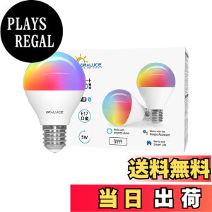 �y���������zORALUCE �X�}�[�g LED�d�� E17���� 40W���� �������F �X�}�[�g���C�g �}���`�J���[ 1600���FRGB �����F-�d���F Alexa/Google Home�Ή� �n�u�s�v ���u���� �戵�������t 2�� LDA5F-E17/2P