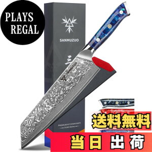 �y���������zSANMUZUO 8.5 inch Kiritsuke Kitchen Chef Knife - 67 Layers Damascus Steel & Resin Handle - Xuan Series(Sapphire Blue)