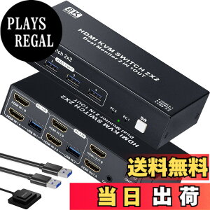 �y���������zELEVIEW KVM�X�C�b�` HDMI 2PC ���j�^�[2�� �f���A�����j�^�[�Ή� 8K60Hz/4K120Hz HDMI2.1 USB3.0 �L�[�{�[�h �}�E�X ���j�^�[ ���L �茳�X�C�b�`�yEHD-922N�z