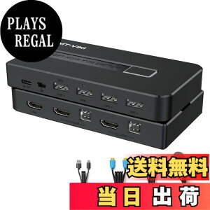 �y���������zES-Tune KVM�ؑ֊� 2����1�o�� HDMI 4K�Ή� USB2.0���� usb �ؑ֊� �蓮���ؑփX�C�b�` �P�[�u���E�R���g���[���[�t�� ���d�s�v Windows/Mac�Ή� ���{��������t��