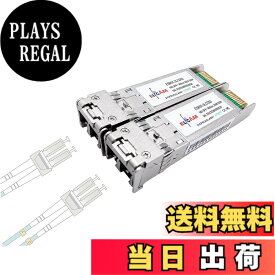 【送料無料】Elfcam - 2個セット、10Gb SFP+ 光ファイバートランシーバモジュール 850nm、LC/UPCコネクタ デュプレックスマルチモード (OM3 / OM4)、10GBase-SR SFP+ 850nm 300M、CiscoおよびFreebox Delta対応