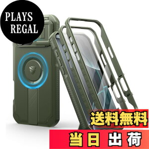 �y���������zDexnor iPhone 16 Pro Max�p �}�O�l�b�g�P�[�X - �X���C�h���J�����J�o�[/�����\�L�b�N�X�^���h���� ������ʕی�t�B�����t�� �ϏՌ� ���݌v(�O���[��)