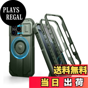 �y���������zDexnor iPhone 16 Pro�p �}�O�l�b�g�P�[�X - �X���C�h���J�����J�o�[&�����\�L�b�N�X�^���h&������ʕی�t�B�����t�� �ϏՌ� �w�r�[�f���[�e�B �P�[�X(�O���[��)