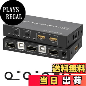�y���������zKVM�X�C�b�`HDMI 2����1�o�́CUSB KVM�ؑ֊�p�\�R��2�䃂�j�^�[1��؂�ւ��C4K@60Hz�p�\�R���ؑ֊�ɂ�4�{USB�|�[�g���L�L�[�{�[�h�ƃ}�E�X �v�����^�[/�X�L���i�[�C���܂��v�b�V