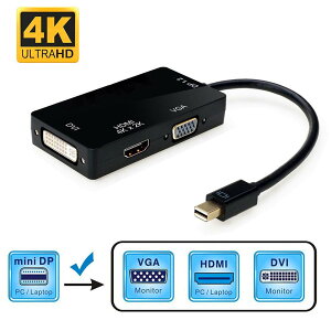 �y���������zMini Displayport HDMI VGA DVI �ϊ� �A�_�v�^�[ 3in1 �ϊ� �P�[�u�� 4K 60HZ 3��ނ̏o�� Macbook/Macbook Pro/iMac/Macbook Air/Mac Mini/Microsoft Surface pro 1 2 3/Thinkpad Carbon X1 series �Ή� Mini DP �ϊ� �A�_�v�^ 