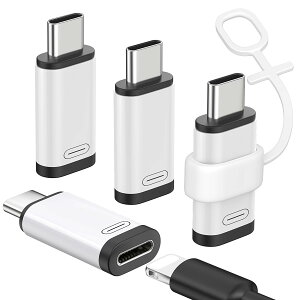 �y���������zMoKo ���C�g�j���O����Type-C�ϊ��A�_�v�^�[ �����\�`�b�v �y�ʏ��^ iPhoneAir/iPhone17/17Pro/16/16e/15�V���[�Y/iPadPro/Air�Ȃ�TypeC�R�l�N�^�̒[���ɑΉ� �F�FWhiteBlack*4�A�T�C�Y�F�[�d��p