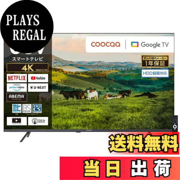 【送料無料】coocaa（クーカ） テレビ ブルーライト軽減 地デジ/BS/CSチューナー搭載 外付けHDD録画対応(裏番組録画対応) ドウシシャ サイズ：65V型