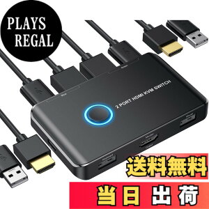 �y���������z4K KVM�X�C�b�` HDMI KVM �ؑ֊� 2�� �R���s���[�^�[�p USB HDMI�X�C�b�` �L�[�{�[�h/�}�E�X/�v�����^�[��1���HD���j�^�[�����L 4K@60Hz���T�|�[�g ���{��������t�� �F�F�u���b�N�B�A