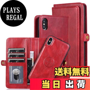 �y���������zfor iPhone X Many Card Slots 2in1 Detachable Wallet Case �F�F���b�h�A�T�C�Y�FiPhone X/ XS